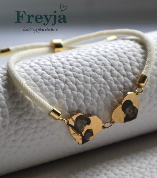 Double heart bracelet (cream/gold)